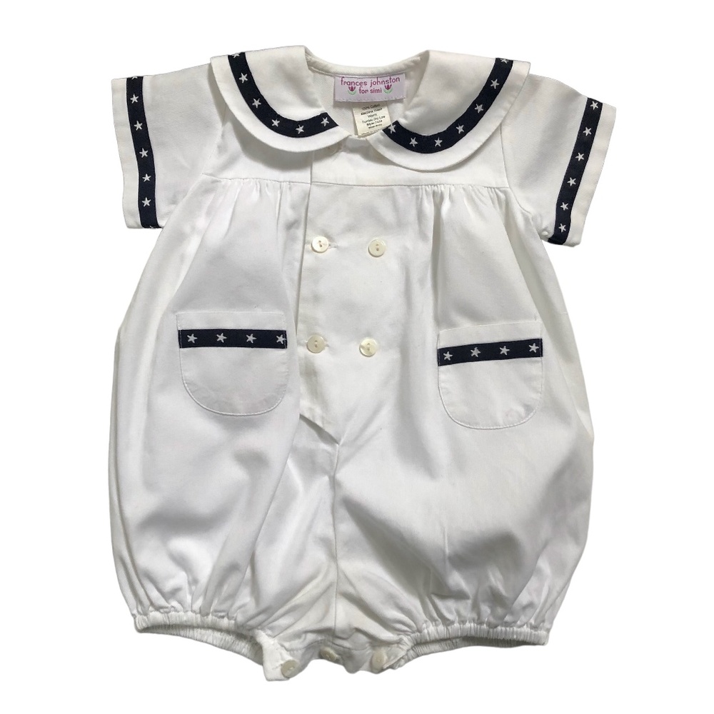 Frances Johnston for Simi White Nautical Bubble Romper Boys 9 M